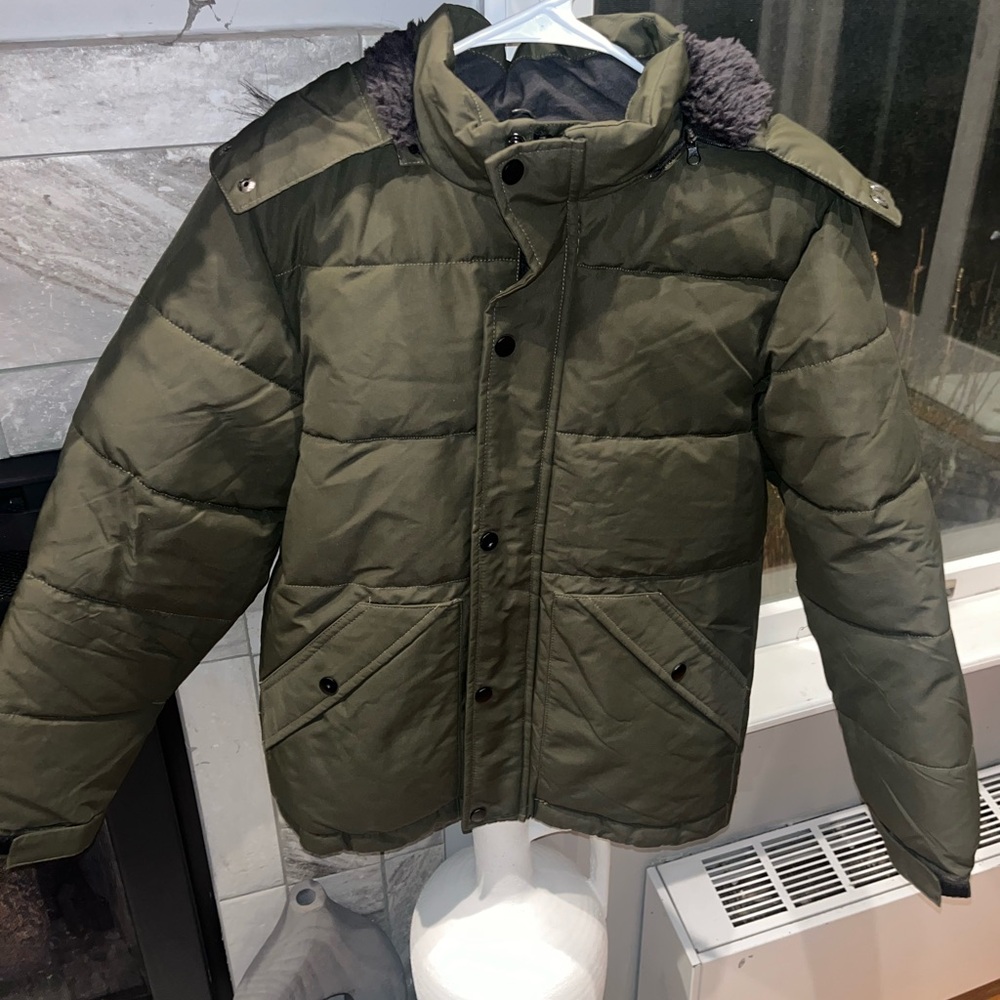 Olive Green Kids Puffer Jacket